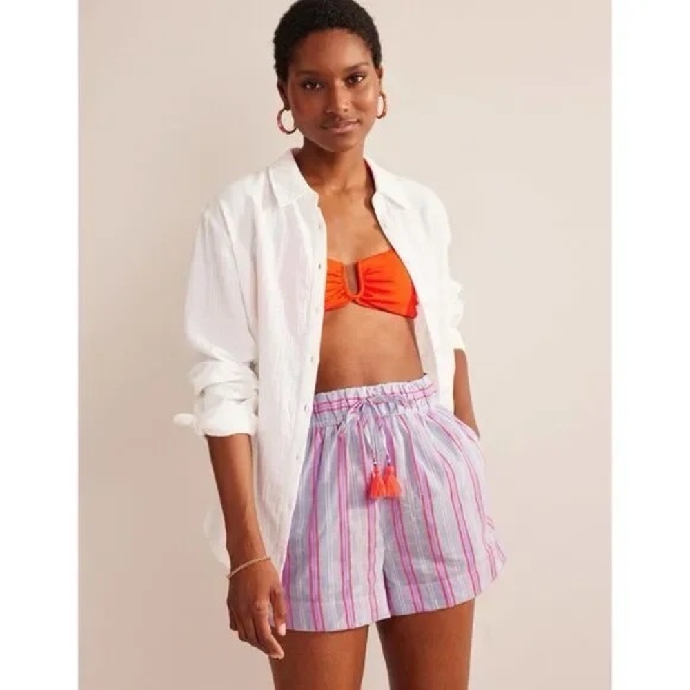 Boden Tie Waisted Striped Shorts, 16/18